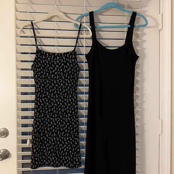 NWOT SET OF 2 black + Floral Black Mini Sundresses size XL 👗 ☀️ - Picture 1 of 8